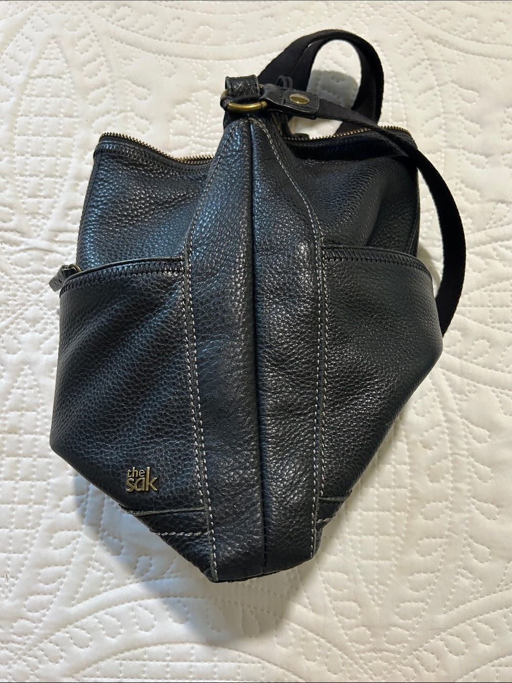 The Sak Black Pebbled Leather Crossbody with Gold Charm - Picture 14 of 15